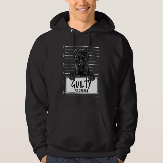 Cane Corso Polizeifoto Schuldiger Hund Hoodie (Vorderseite)