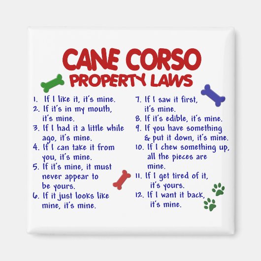 CANE CORSO Property Laws 2 Magnet (Vorne)