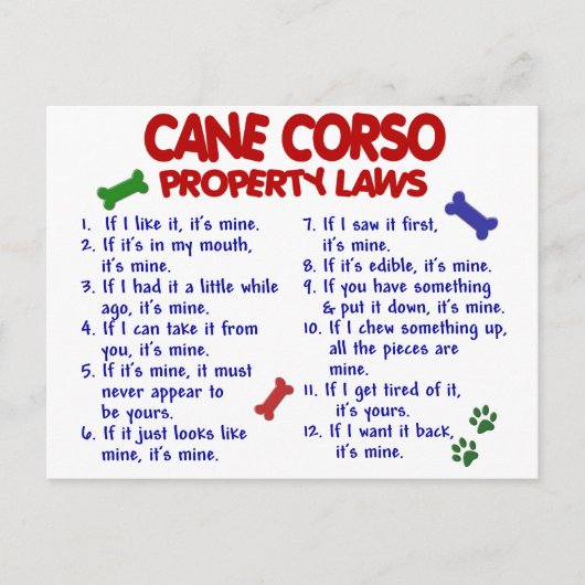 CANE CORSO Property Laws 2 Postkarte (Vorderseite)