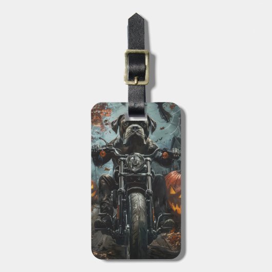 Cane Corso Riding Motorrad Halloween Beängstigend Gepäckanhänger (Vorderseite vertikal)