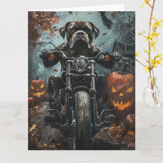 Cane Corso Riding Motorrad Halloween Beängstigend Karte (Gelbe Blume)