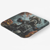 Cane Corso Riding Motorrad Halloween Beängstigend Pappteller (Gewinkelt)