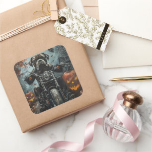 Cane Corso Riding Motorrad Halloween Beängstigend Quadratischer Aufkleber