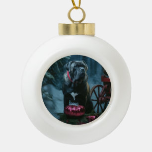 Cane Corso Schnee-Schlitten-Weihnachtsdekoration Keramik Kugel-Ornament