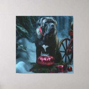Cane Corso Schneeschlitten Weihnachtsdekoration Leinwanddruck
