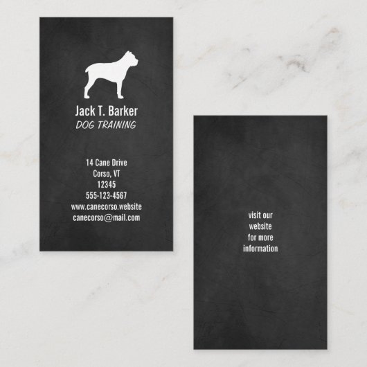 Cane Corso Silhouette - Chalkboard Style Visitenkarte (Vorne/Hinten)