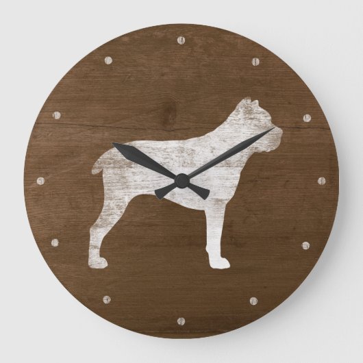 Cane Corso Silhouette Rustic Große Wanduhr (Vorderseite)