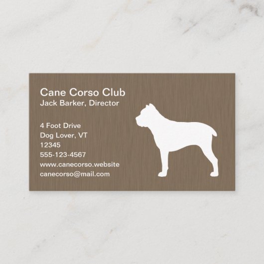 Cane Corso Silhouette Visitenkarte (Vorderseite)