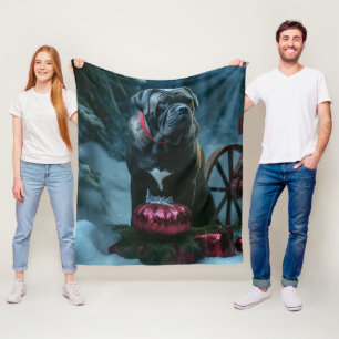 Cane Corso Snowy Sleigh Weihnachtsdekor Fleecedecke