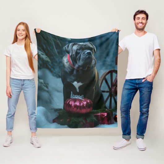 Cane Corso Snowy Sleigh Weihnachtsdekor Fleecedecke (Beispiel)