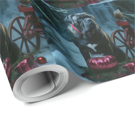 Cane Corso Snowy Sleigh Weihnachtsdekor Geschenkpapier (Rolleneckpunkt)