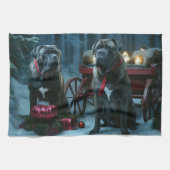 Cane Corso Snowy Sleigh Weihnachtsdekor Geschirrtuch (Horizontal)
