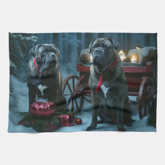 Cane Corso Snowy Sleigh Weihnachtsdekor Geschirrtuch (Horizontal)