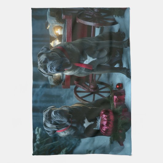Cane Corso Snowy Sleigh Weihnachtsdekor Geschirrtuch (Vertikal)