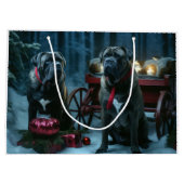 Cane Corso Snowy Sleigh Weihnachtsdekor Große Geschenktüte (Rückseite)