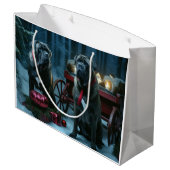 Cane Corso Snowy Sleigh Weihnachtsdekor Große Geschenktüte (Rückseite Schrägansicht)