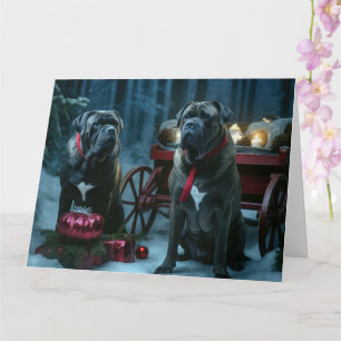 Cane Corso Snowy Sleigh Weihnachtsdekor Karte