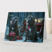 Cane Corso Snowy Sleigh Weihnachtsdekor Karte (Vorderseite)