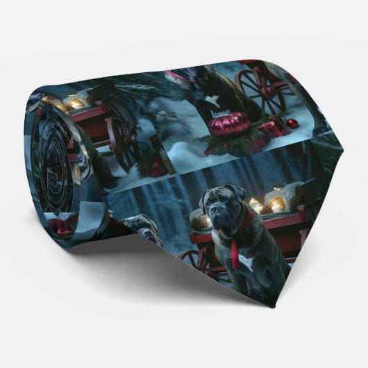 Cane Corso Snowy Sleigh Weihnachtsdekor Krawatte (Gerollt)