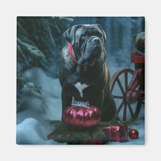 Cane Corso Snowy Sleigh Weihnachtsdekor Magnet (Vorne)