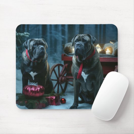 Cane Corso Snowy Sleigh Weihnachtsdekor Mousepad (Mit Mouse)