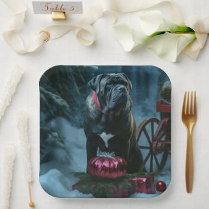 Cane Corso Snowy Sleigh Weihnachtsdekor Pappteller