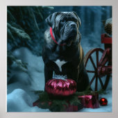 Cane Corso Snowy Sleigh Weihnachtsdekor Poster (Vorne)