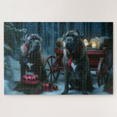 Cane Corso Snowy Sleigh Weihnachtsdekor Puzzle (Horizontal)