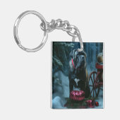 Cane Corso Snowy Sleigh Weihnachtsdekor Schlüsselanhänger (Vorderseite links)