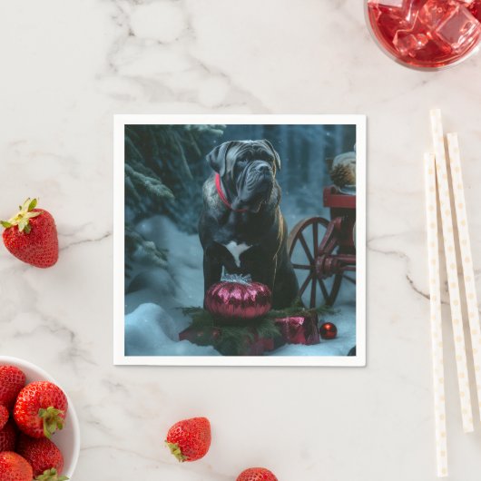 Cane Corso Snowy Sleigh Weihnachtsdekor Serviette (Beispiel)