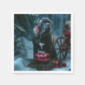 Cane Corso Snowy Sleigh Weihnachtsdekor Serviette (Vorderseite)