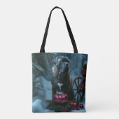 Cane Corso Snowy Sleigh Weihnachtsdekor Tasche (Rückseite)