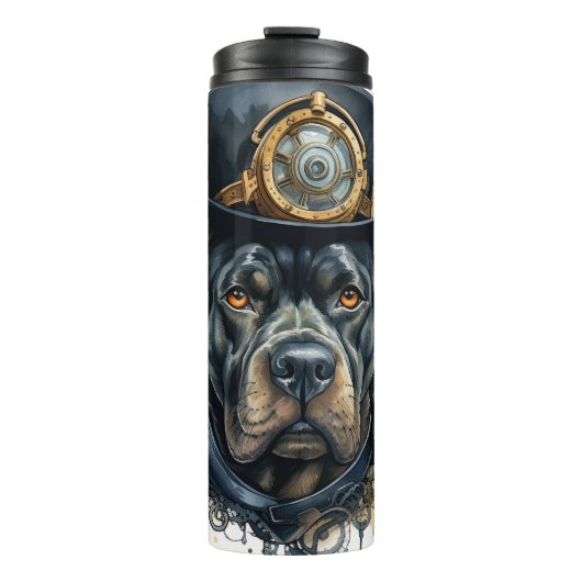 Cane Corso Steampunk-Hund Thermosbecher (Vorderseite)
