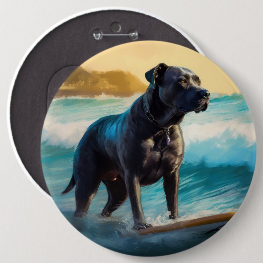 Cane Corso Strand Surfen Malerei Button (Vorne & Hinten)