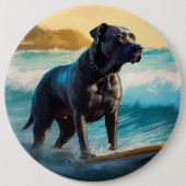 Cane Corso Strand Surfen Malerei Button (Vorderseite)