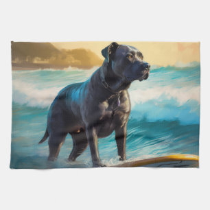 Cane Corso Strand Surfen Malerei Geschirrtuch