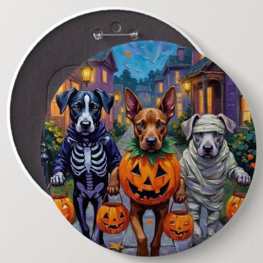 Cane Corso Trick-or-Treating in Halloween-Kostümen Button (Vorne & Hinten)