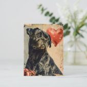 Cane Corso Vintag Valentinstag, Postkarte (Stehend Vorderseite)
