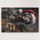 Cane Corso Wächter der Weihnachtsbibliothekshüte Puzzle (Horizontal)
