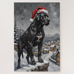 Cane Corso Wächter des Weihnachtsdorfhuts Puzzle
