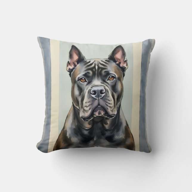 Cane Corso Wasserfarben Gradient Balken Kunst Kissen (Vorderseite)