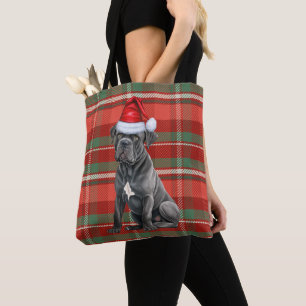Cane Corso Weihnachts-Hund Rot Kariert Saison Tasche