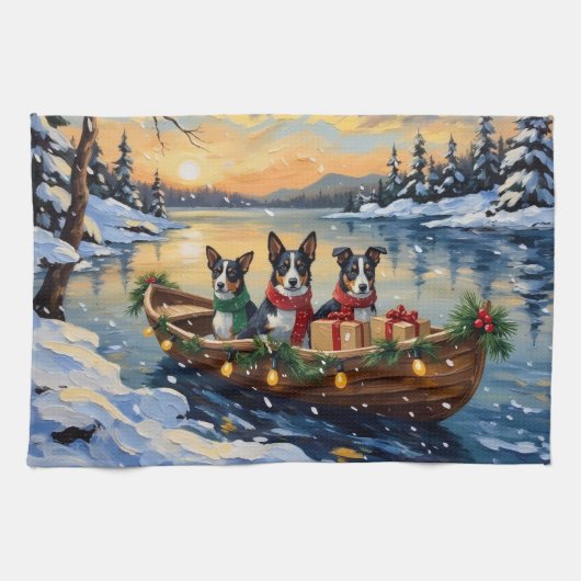 Cane Corso Weihnachtsboot Urlaub Geschirrtuch (Horizontal)