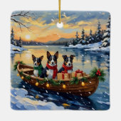 Cane Corso Weihnachtsboot Urlaub Keramikornament (Rückseite)