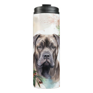 Cane Corso Weihnachtskranz Festlicher Hund Thermosbecher