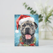 Cane Corso Weihnachtsmalerei Postkarte (Stehend Vorderseite)