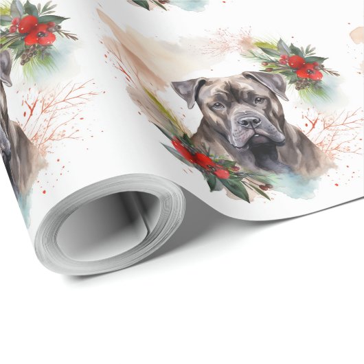 Cane Corso Weihnachtsmann Festliche Jungfrau Geschenkpapier (Rolleneckpunkt)