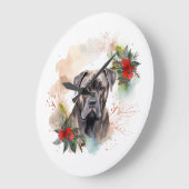 Cane Corso Weihnachtsmann Festliche Jungfrau Große Wanduhr (Winkel)