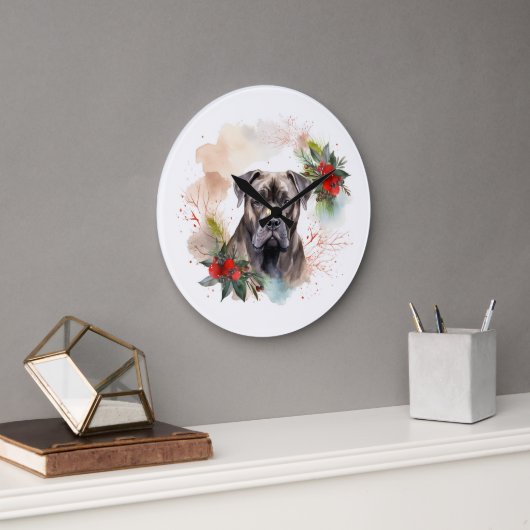 Cane Corso Weihnachtsmann Festliche Jungfrau Große Wanduhr (Büro)