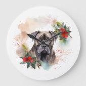Cane Corso Weihnachtsmann Festliche Jungfrau Große Wanduhr (Vorderseite)